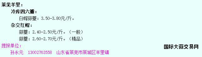 2016年6月8日莱芜蒜薹价格