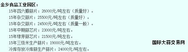 6月10日金乡食品工业园蒜片价格